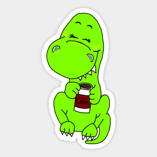 Happy Caffeinated Dinosaur Sticker